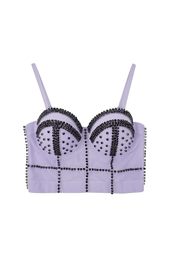 Sexy Deep V Bow avec Forme et Forme incrustées de Diamants Sexy Hot Girl Nightclub Top Menstruelle Enfant Red, S 