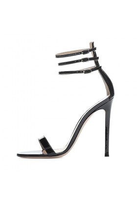 WOkismD 12CM / 4.72IN Sexy En Cuir Verni Ouvert Orteil Talons Hauts Fétiche Chaussures Haut Talon Discothèque Pole Danse De M