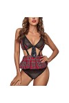 Hekbaep Lingerie sexy pour femme - Costume décolière - Jupe plissée - Grande taille