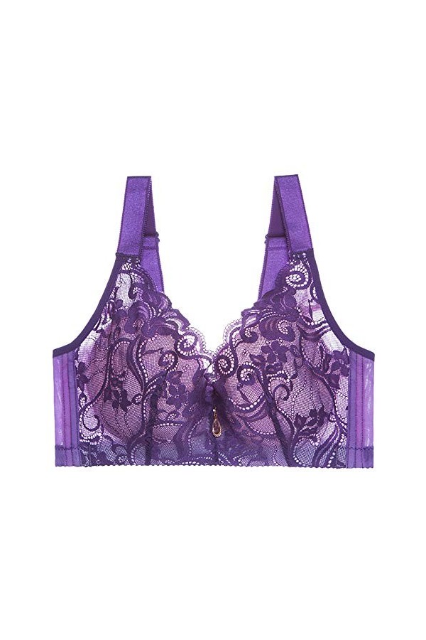 Générique Buckle Underwear Large Womens Steel Sexy Without Back Size Ring 3PC Front Thin Brassière Dentelle sans Armature