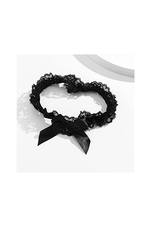 COLIFAS Femmes Jambe Anneau Ruban Arc Dentelle Jarretière Floral Leg Loop Jarretières De Mariage Couleur: Noir Noir , Cade