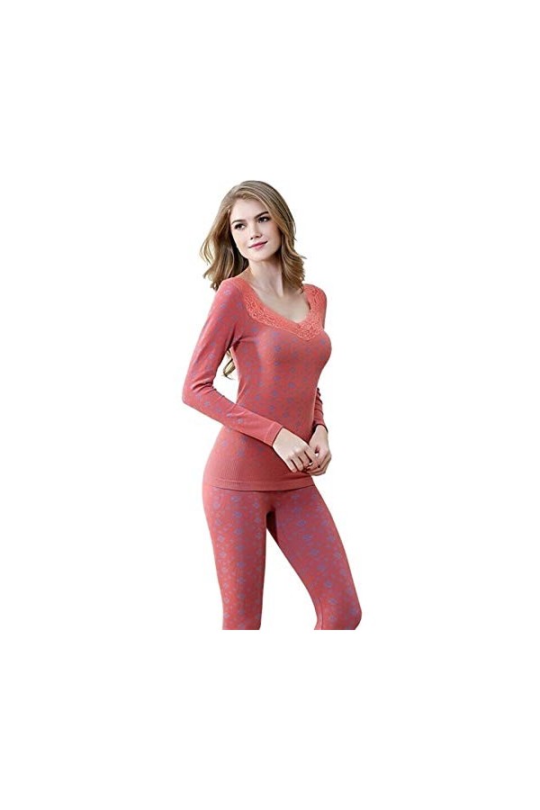 sous-vêtements Thermiques Ensembles Femmes dhiver Sexy en Dentelle Imprimé Thermo Femme sous-vêtements Stretch Chaud À Sécha