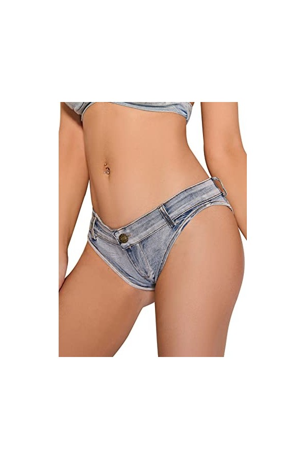 AIEOE Femme Sexy Taille Basse Mini Shorts Jeans Sexy Party Night Club Disco Taille XS-XXL, Blanc B, XL
