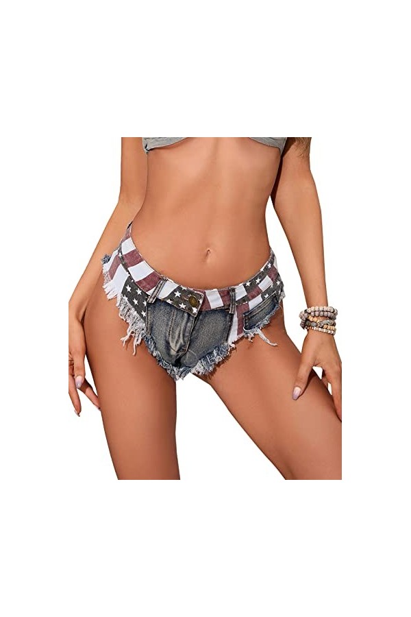 AIEOE Femme Sexy Taille Basse Mini Shorts Jeans Sexy Party Night Club Disco Taille XS-XXL, Blanc B, XL