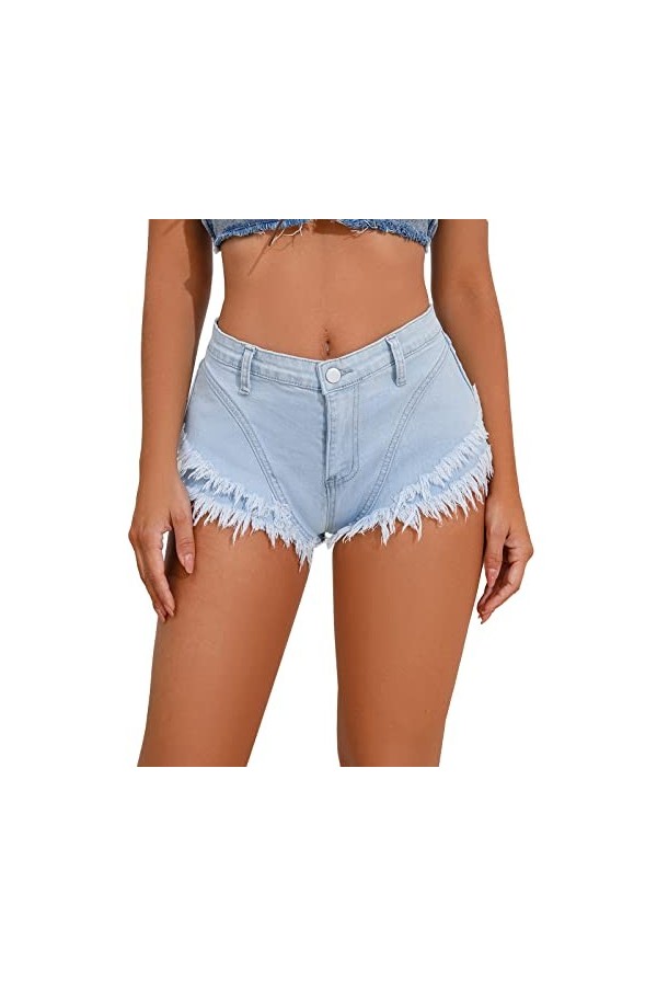 AIEOE Femme Sexy Taille Basse Mini Shorts Jeans Sexy Party Night Club Disco Taille XS-XXL, Blanc B, XL