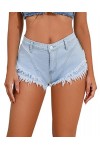 AIEOE Femme Sexy Taille Basse Mini Shorts Jeans Sexy Party Night Club Disco Taille XS-XXL, Blanc B, XL