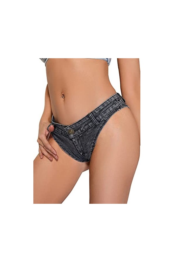 AIEOE Femme Sexy Taille Basse Mini Shorts Jeans Sexy Party Night Club Disco Taille XS-XXL, Blanc B, XL