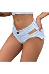 AIEOE Femme Sexy Taille Basse Mini Shorts Jeans Sexy Party Night Club Disco Taille XS-XXL, Blanc B, XL