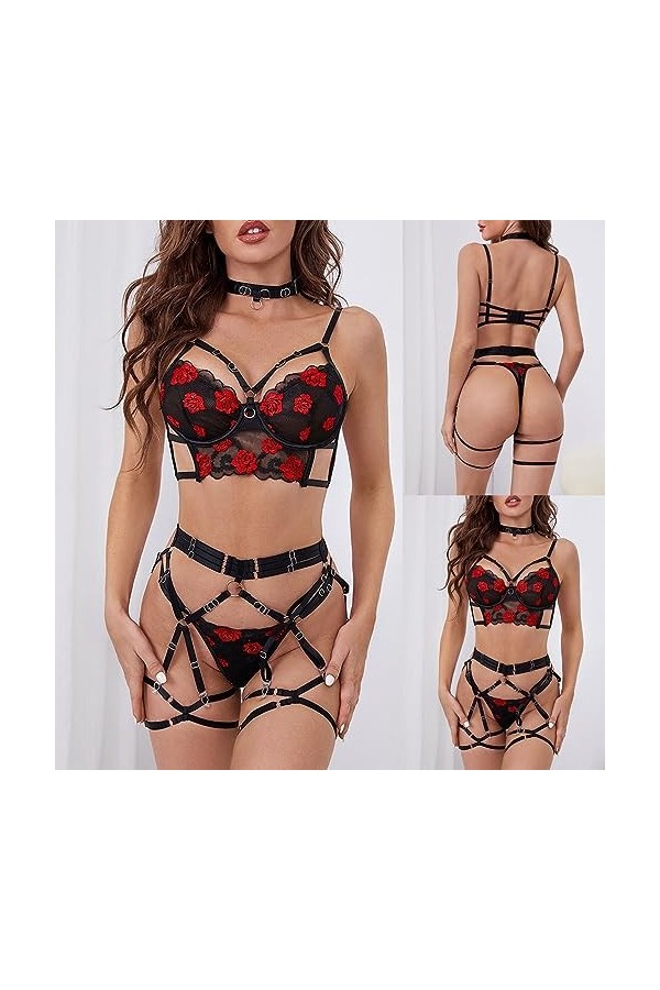 Bluelucon Tenue sexy pour femme - Lingerie sexy - Robe sexy pour femme - Body érotique - Soutien-gorge en dentelle - Pour le 