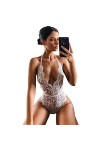 NoëlLingerie érotique Licou col Cravate Sexy Dentelle-Bas Dos Tunique Une-pièce, Blanc, 3XL