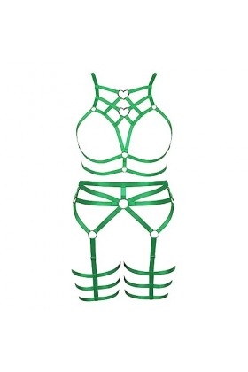 BBOHSS Femmes Bretelles Punk Soutien - Gorge Plus Taille élégant évidé sans Tasse Garter Set Gothique Halloween Rave Party Co