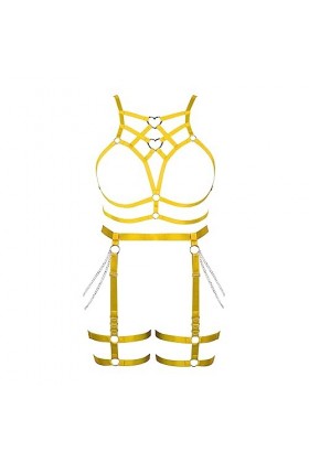 Femmes Body Strap Punk Bra Plus Size Mode Hollow Body Cage Garter Set Gothique Halloween Rave Party Costume Royal Blue 