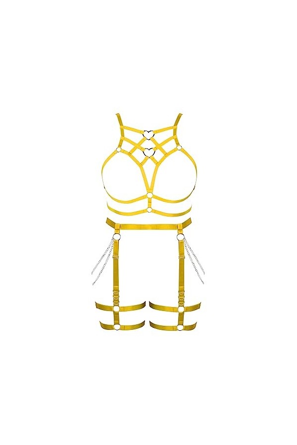 Femmes Body Strap Punk Bra Plus Size Mode Hollow Body Cage Garter Set Gothique Halloween Rave Party Costume Royal Blue 