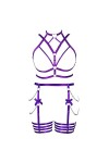 Femmes Body Strap Punk Bra Plus Size Mode Hollow Body Cage Garter Set Gothique Halloween Rave Party Costume Royal Blue 