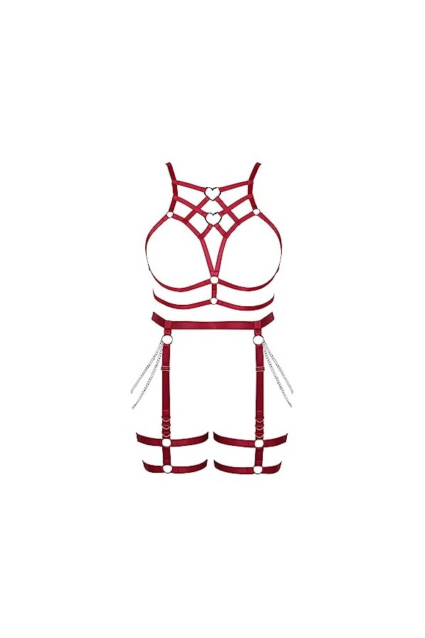 Femmes Body Strap Punk Bra Plus Size Mode Hollow Body Cage Garter Set Gothique Halloween Rave Party Costume Royal Blue 