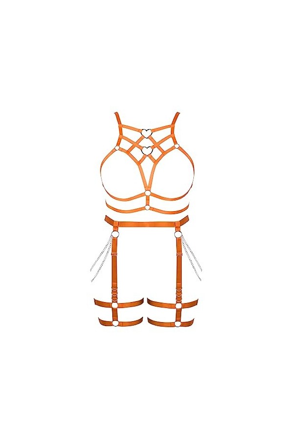 Femmes Body Strap Punk Bra Plus Size Mode Hollow Body Cage Garter Set Gothique Halloween Rave Party Costume Royal Blue 