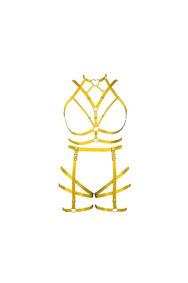 Femmes Body Strap Punk Bra Grande Taille évidée Mode Body Cage Garter Set Gothique Halloween Rave Party Costume Vert Fluores