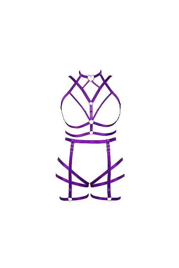 Femmes Body Strap Punk Bra Grande Taille évidée Mode Body Cage Garter Set Gothique Halloween Rave Party Costume Vert Fluores