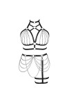 Femmes Body Strap Punk Bra Grande Taille évidée Mode Body Cage Garter Set Gothique Halloween Rave Party Costume Rose Rouge 