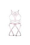 Femmes Body Strap Punk Bra Grande Taille élégant évidé sans Tasse Garter Set Goth Party Halloween Rave Costume Jaune Clair 