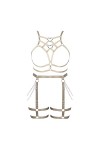 Femmes Body Strap Punk Bra Plus Size Mode Hollow Body Cage Garter Set Gothique Halloween Rave Party Costume Rose Rouge 