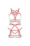 Femmes Body Strap Punk Bra Plus Size Creux sans Tasse Mode Body Cage Garter Set Gothique Halloween Rave Costume Rose Rouge 
