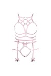 Femmes Body Strap Punk Bra Plus Size Mode Hollow Body Cage Garter Set Gothique Halloween Carnaval Dance Costume Violet 