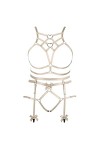 Femmes Body Strap Punk Bra Plus Size Mode Hollow Body Cage Garter Set Gothique Halloween Carnaval Dance Costume Jaune Clair 