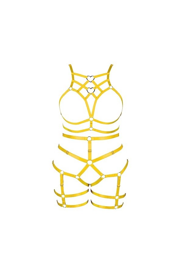 BBOHSS Femmes Bretelles Soutien - Gorge Plus Taille élégant évidé sans Tasse Garter Set Punk Gothique Halloween Carnaval Danc