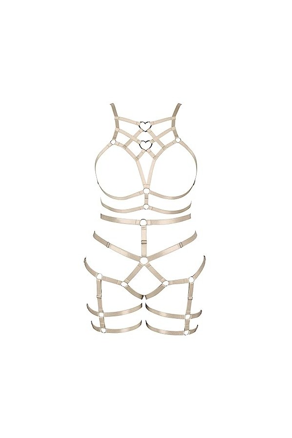 BBOHSS Femmes Bretelles Soutien - Gorge Plus Taille élégant évidé sans Tasse Garter Set Punk Gothique Halloween Carnaval Danc