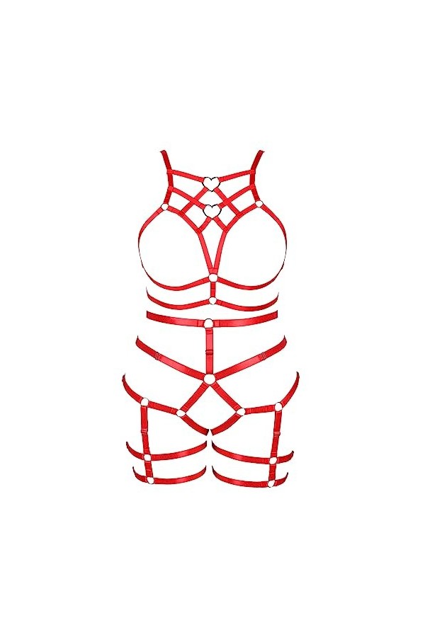 BBOHSS Femmes Bretelles Soutien - Gorge Plus Taille élégant évidé sans Tasse Garter Set Punk Gothique Halloween Carnaval Danc