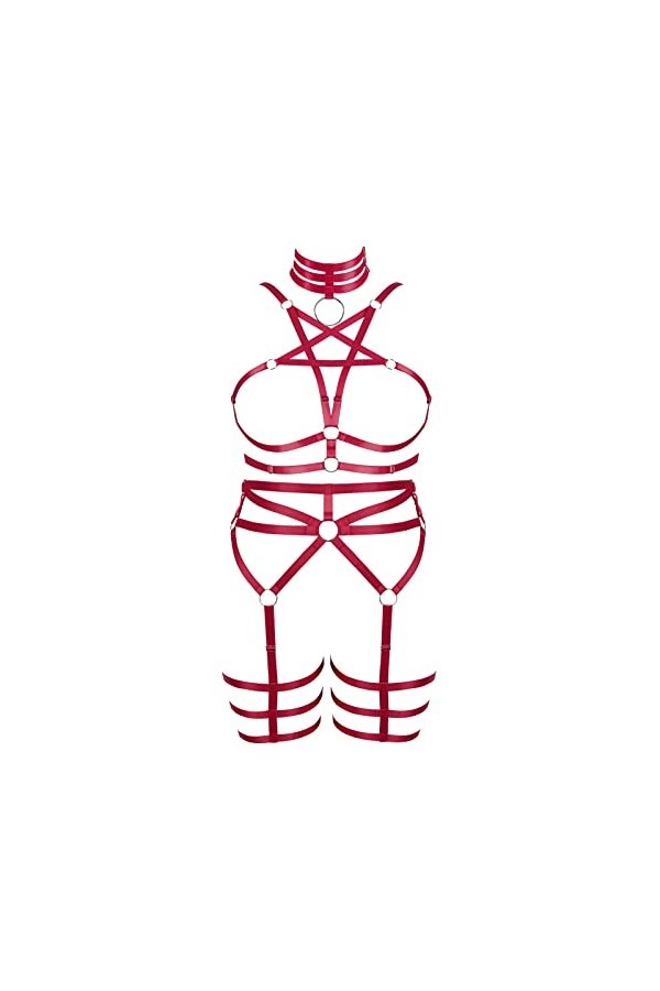 Femmes bodyband Pentagramme Soutien - Gorge Plus Taille élégant évidé Garter Costume Punk Gothique Halloween Rave Photo Costu