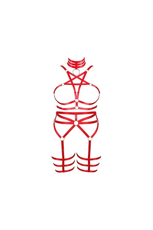 Femmes bodyband Pentagramme Soutien - Gorge Plus Taille élégant évidé Garter Costume Punk Gothique Halloween Rave Photo Costu