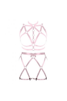 Femmes Bretelles Punk Soutien - Gorge Plus Taille Mode sans Tasse Creux Garter Set Gothique Halloween Rave Party Costume Roy