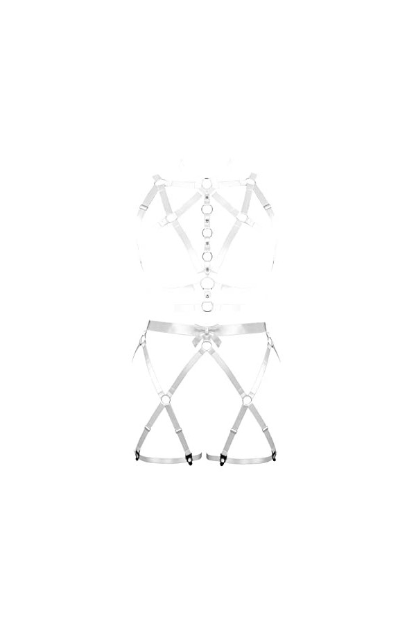 Femmes Bretelles Punk Soutien - Gorge Plus Taille Mode sans Tasse Creux Garter Set Gothique Halloween Rave Party Costume Roy