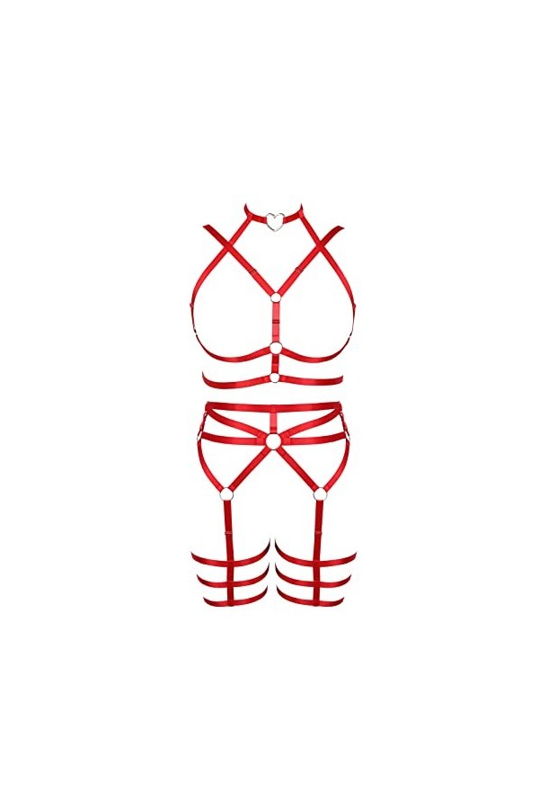 BBOHSS Femmes Bretelles Soutien - Gorge Plus Taille Bas Mode Garter Set Punk Gothique Halloween Carnaval Dance Costume Jaune