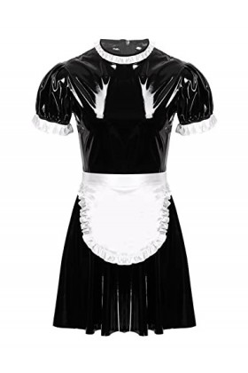 Choomomo Homme Costume Lingerie Gay Sissy Cosplay Maid Travesti Robe de Nuit Déguisement Soubrette Robe de Chambre Uniforme S