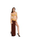 TOZLU S à XXL Grand costume dHalloween Cosplay Costume de scène Cléopâtre Princesse Moya Robe Marron Taille S