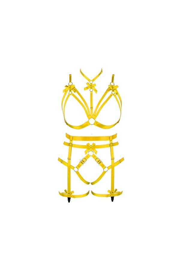 Femmes Body Lingerie Plus Size Fashion Bas Garter Set Punk Gothique orgie Halloween Party Costume Rose Rouge 