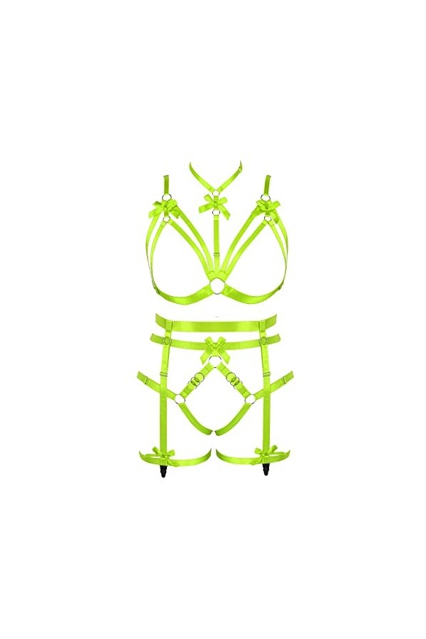 Femmes Body Lingerie Plus Size Fashion Bas Garter Set Punk Gothique orgie Halloween Party Costume Rose Rouge 