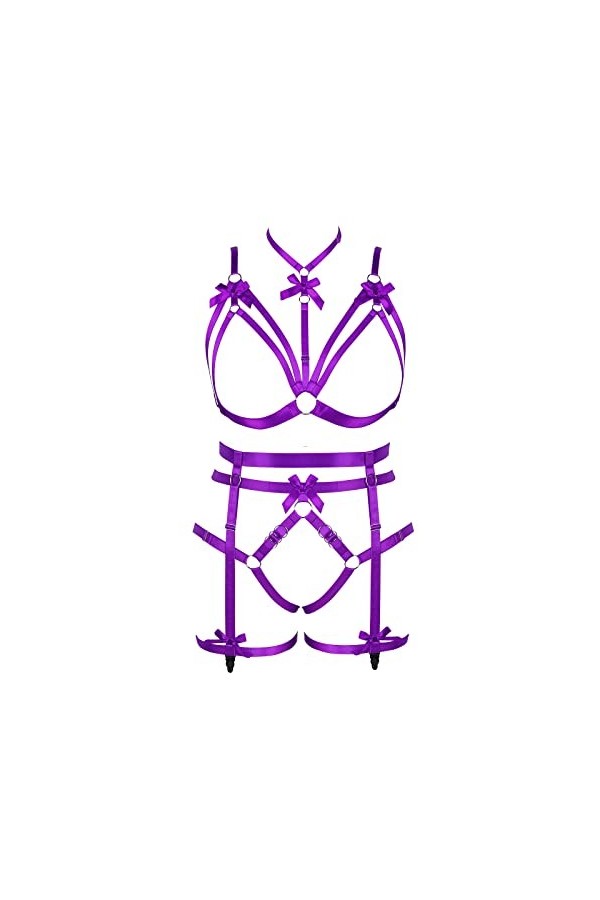 Femmes Body Lingerie Plus Size Fashion Bas Garter Set Punk Gothique orgie Halloween Party Costume Rose Rouge 