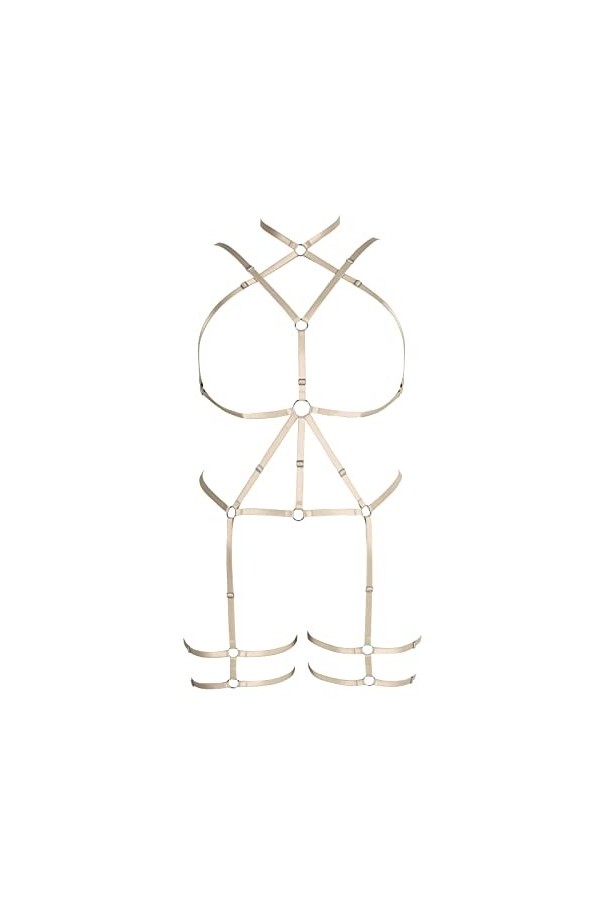 Femmes Body Lingerie Plus Size Fashion Metal Chain Bas Garter Set Punk Gothique Carnaval Halloween Party Costume Orange - Ja