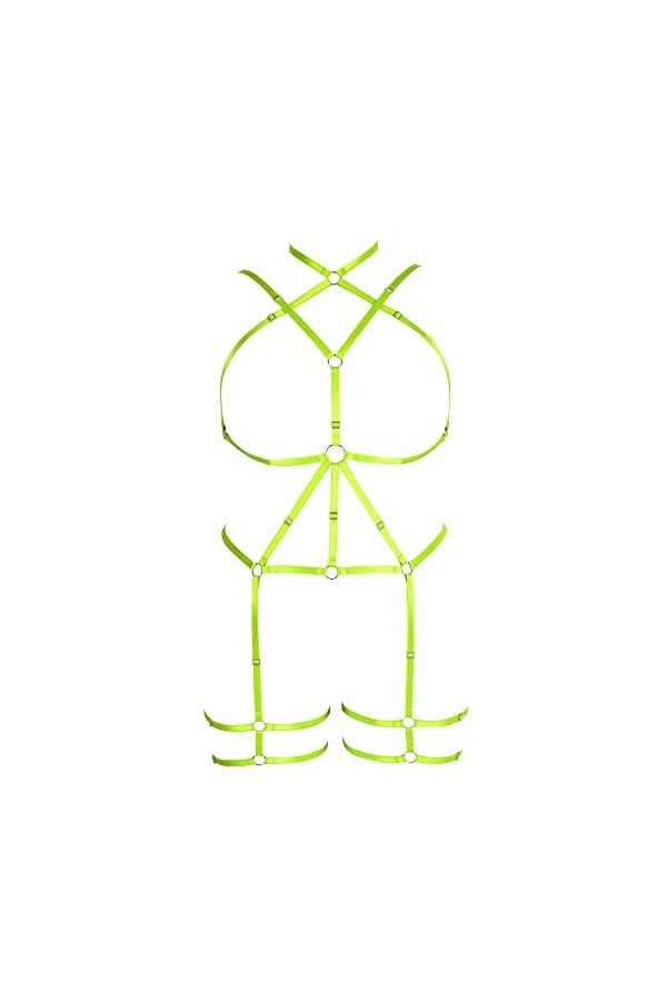 Femmes Body Lingerie Plus Size Fashion Metal Chain Bas Garter Set Punk Gothique Carnaval Halloween Party Costume Orange - Ja