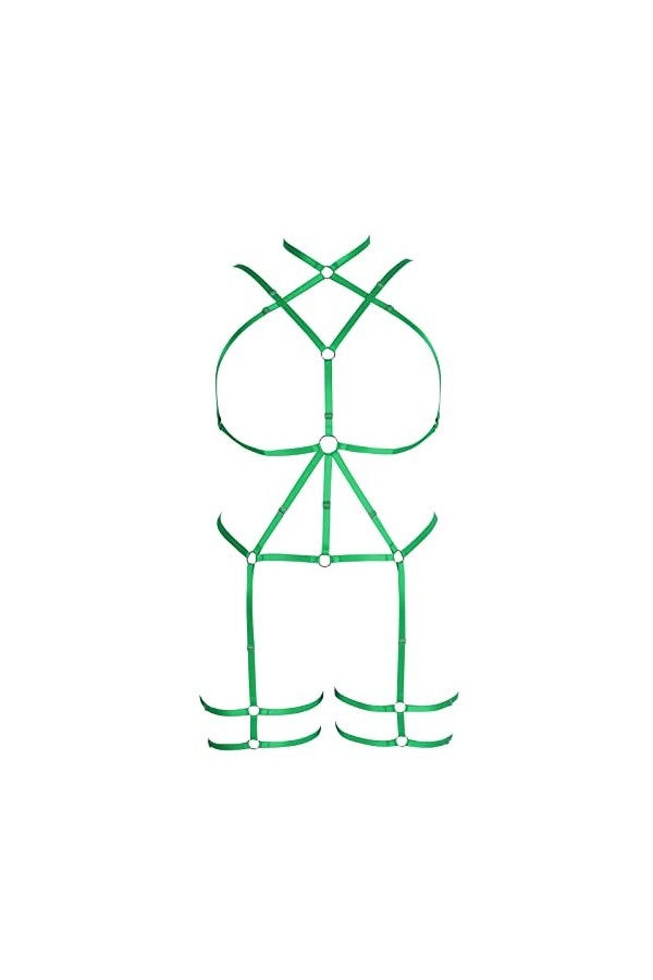 Femmes Body Lingerie Plus Size Fashion Metal Chain Bas Garter Set Punk Gothique Carnaval Halloween Party Costume Orange - Ja