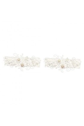 Abaodam Accessoires 2 Pièces Dame pour Décor Femme Mariée Dentelle Broderie Élastique Femme Jarretelles Perle Jarretière De M