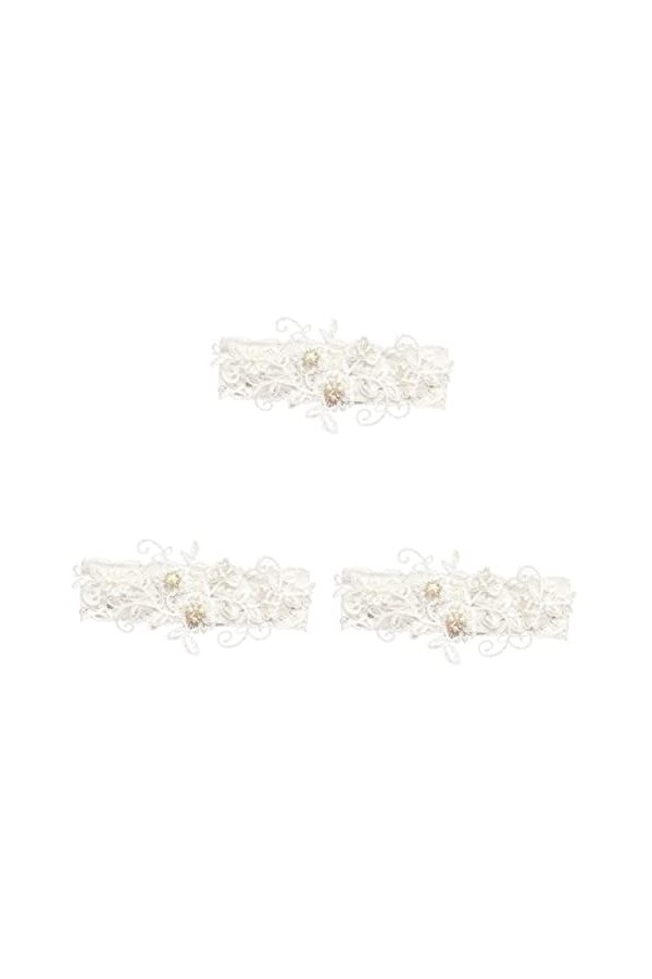 Abaodam Accessoires 2 Pièces Dame pour Décor Femme Mariée Dentelle Broderie Élastique Femme Jarretelles Perle Jarretière De M