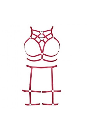 Femmes Sling Sling Lingerie Grande Taille évidée Garter Lingerie Ensemble Punk Gothique Noël Halloween Rave Party Costume Or