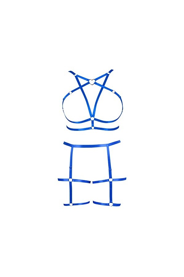 Femmes Bretelles Soutien - Gorge Plus Taille Creux Pentagramme Soutien - Gorge Garter Set Punk Gothique Halloween Carnaval No