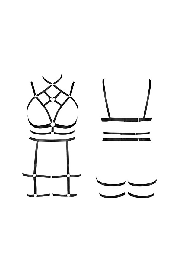 Femmes Sling Sling Lingerie Grande Taille évidée Garter Lingerie Ensemble Punk Gothique Carnaval Noël Halloween Party Costume