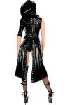 GWQDJ Femmes Faux Cuir Cape Cape Sexy Brillant PVC Latex Robe Bandage en Cuir Lingerie Cosplay Halloween Costume Punk Gothiqu